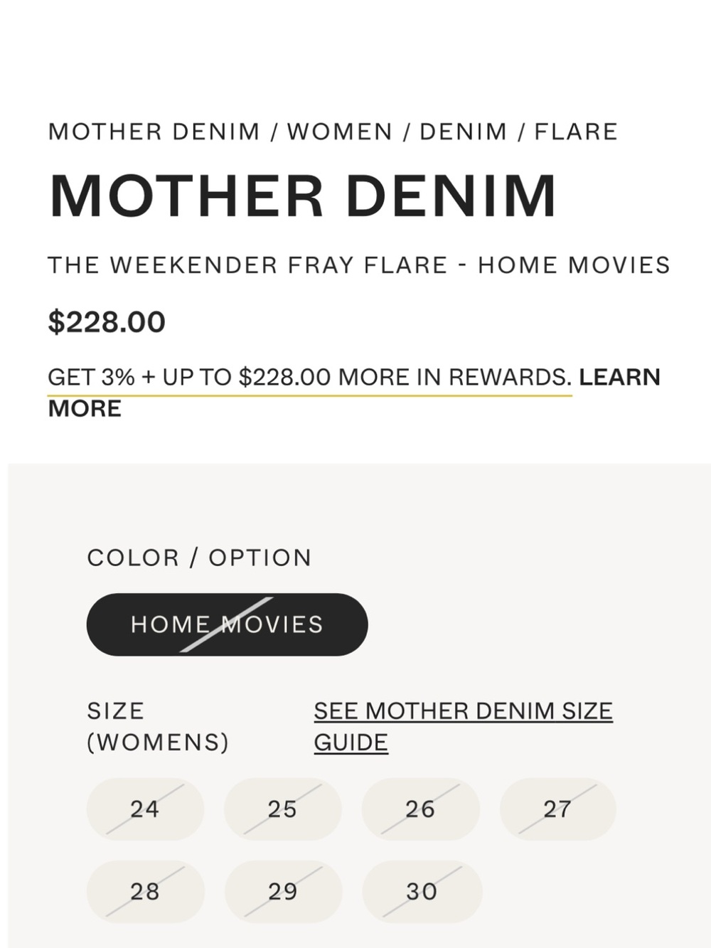 MOTHER The Weekender Fray Flare - Home Movies Cream